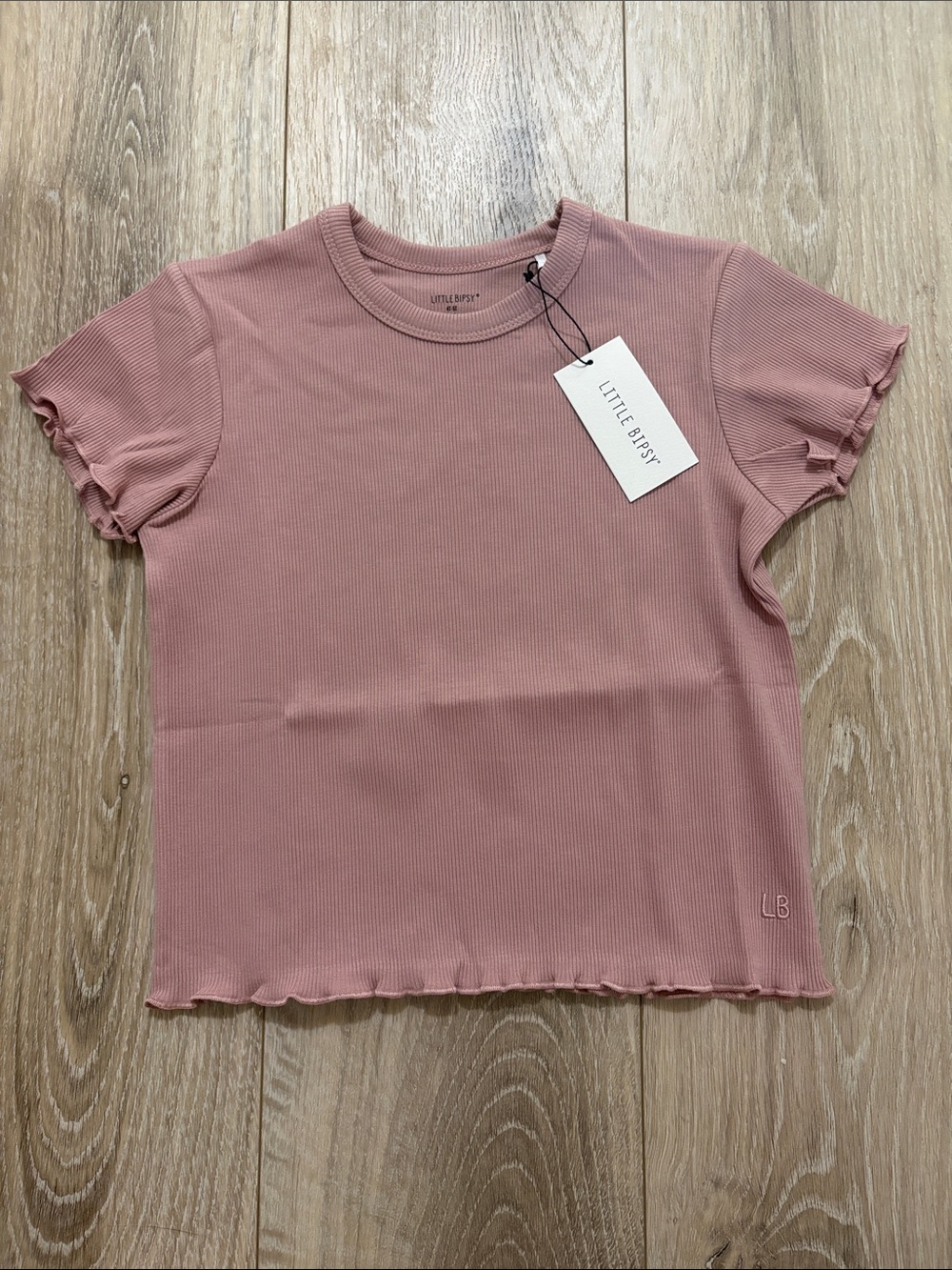 Little Bipsy Ribbed Lettuce Trim Tee